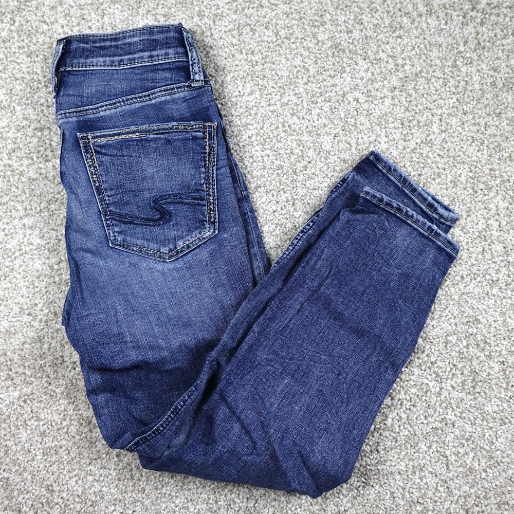 Silver Jeans Co Avery Skinny Crop Jeans 27x26 Distressed Wash L44910EGX398